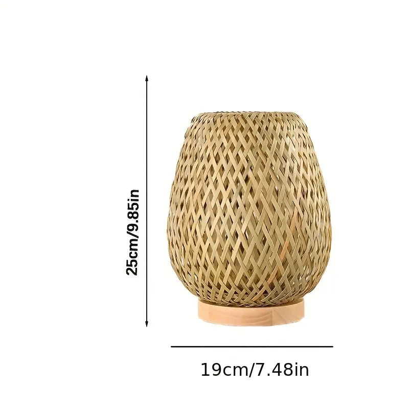 Handwoven Bamboo LED Table Lamp – USB & 3 Light Modes